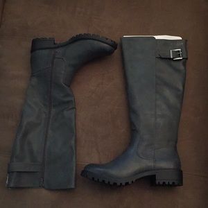 Grey boots-high calf